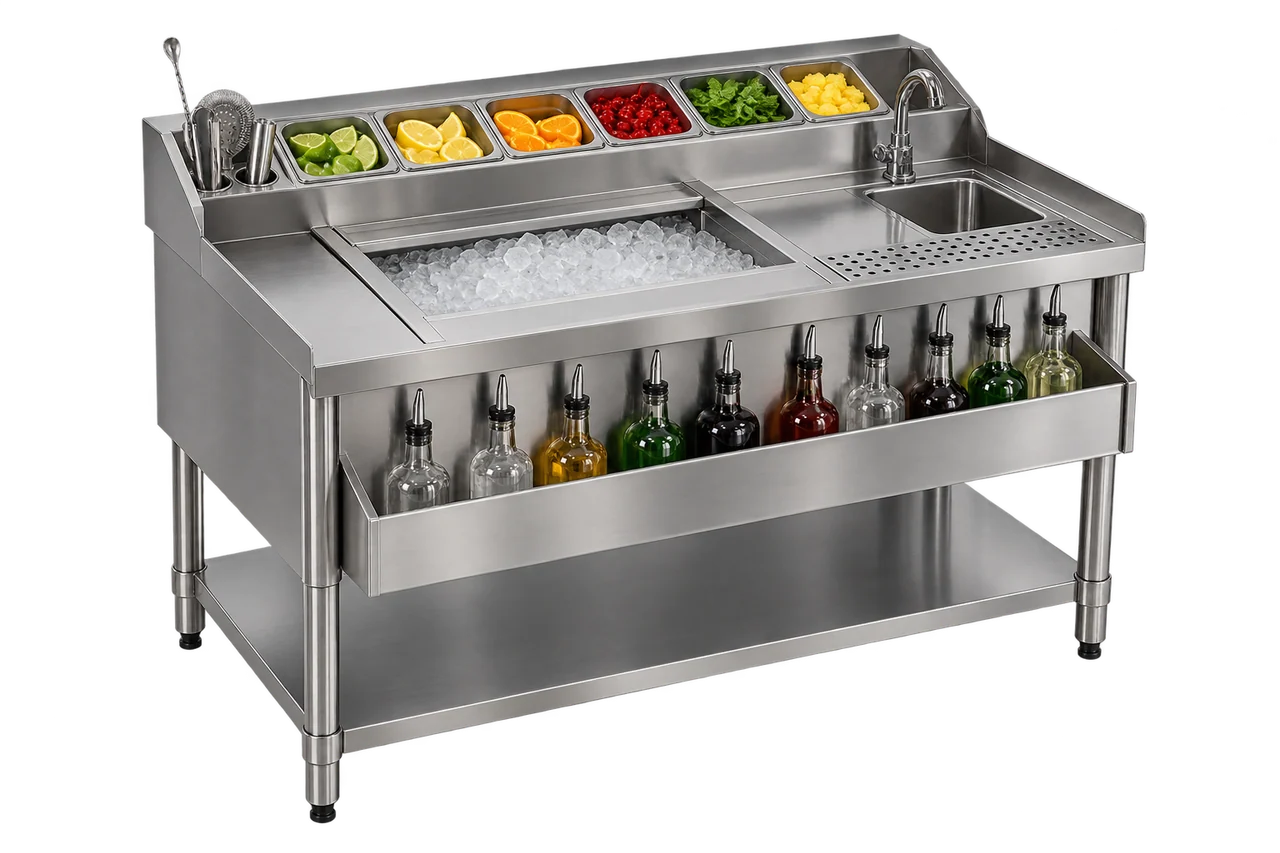 Illustration of Cocktail / Mocktail Station with the equipment isolated on a transparent background