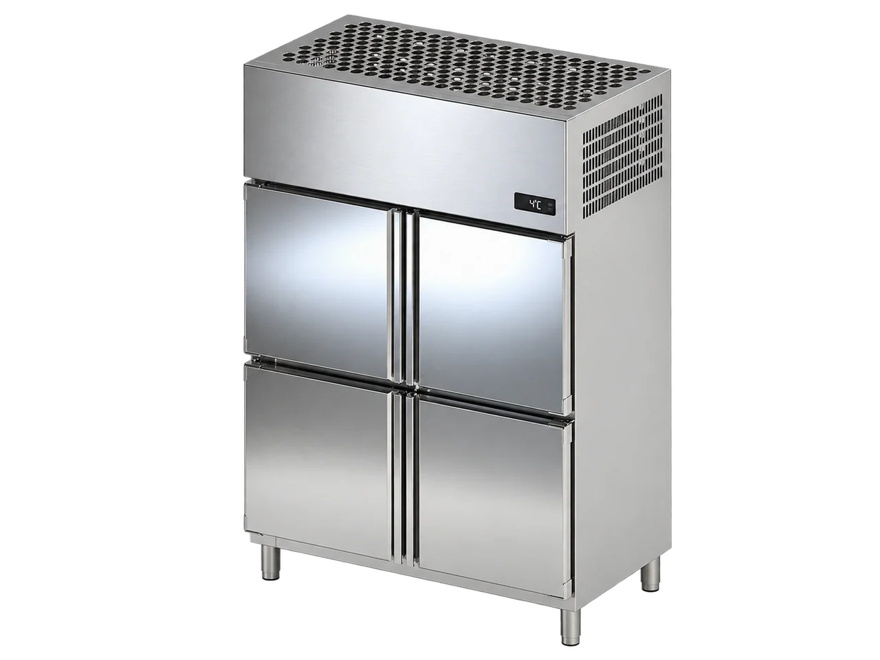 Four Door Vertical Chiller with the equipment isolated on a transparent background