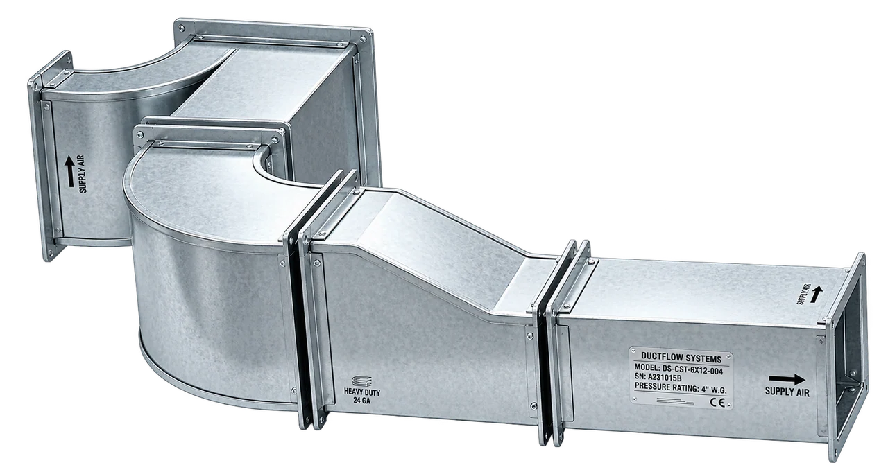 GI Ducting with the equipment isolated on a transparent background