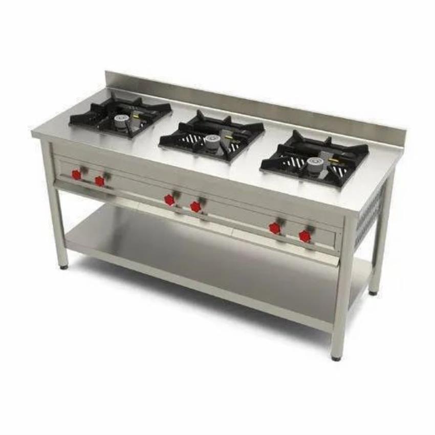 Industrial 3 burner cooking range in Bangalore by Bangalore Kitchen Equipments