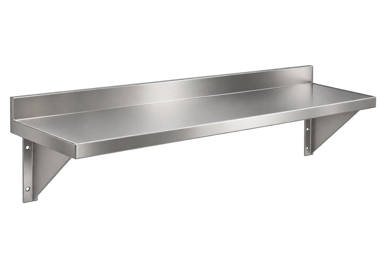 Illustration of Single Tier Wall Shelf with the equipment isolated on a transparent background