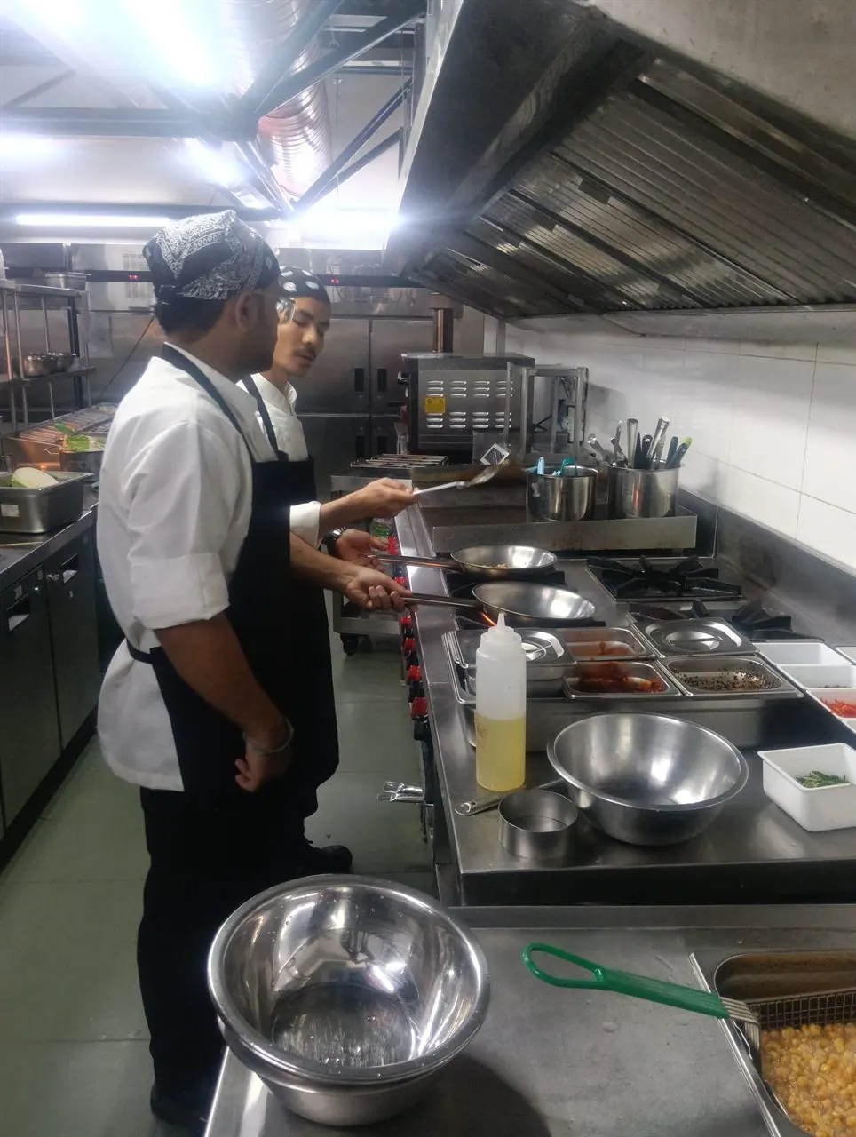 Commercial kitchen equipment setup