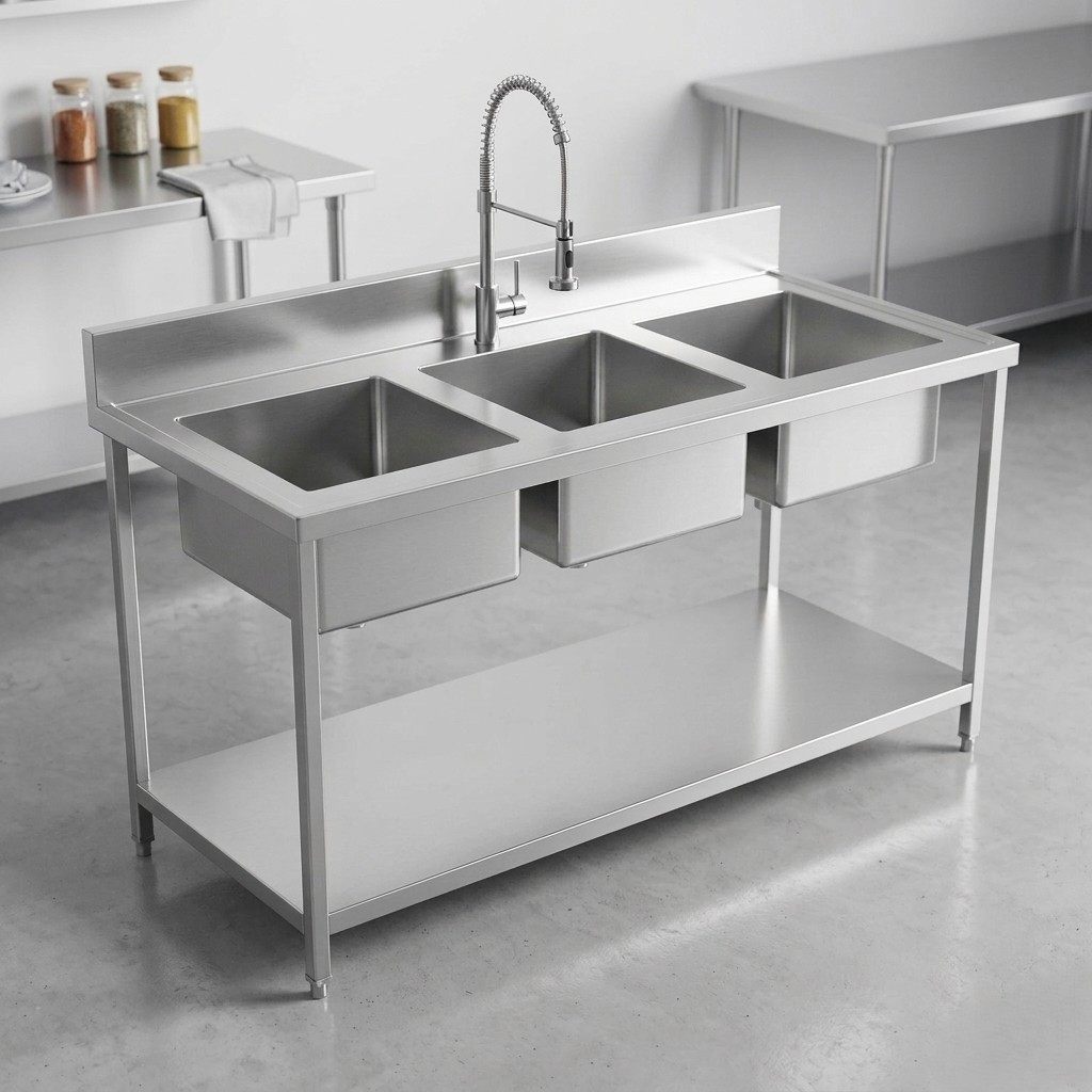 Three sink unit by Bangalore Kitchen Equipments