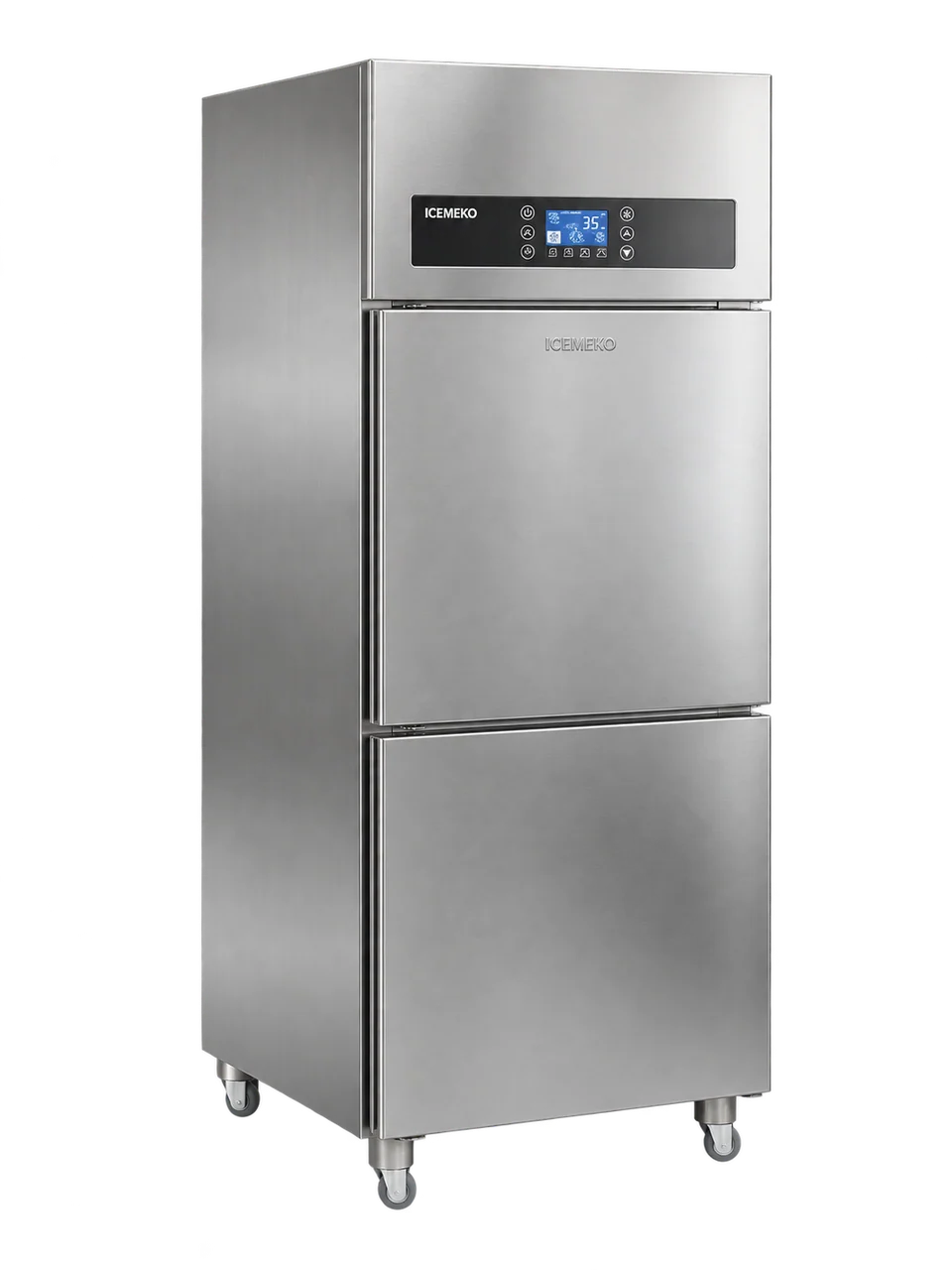 Two Door Vertical Chiller with the equipment isolated on a transparent background