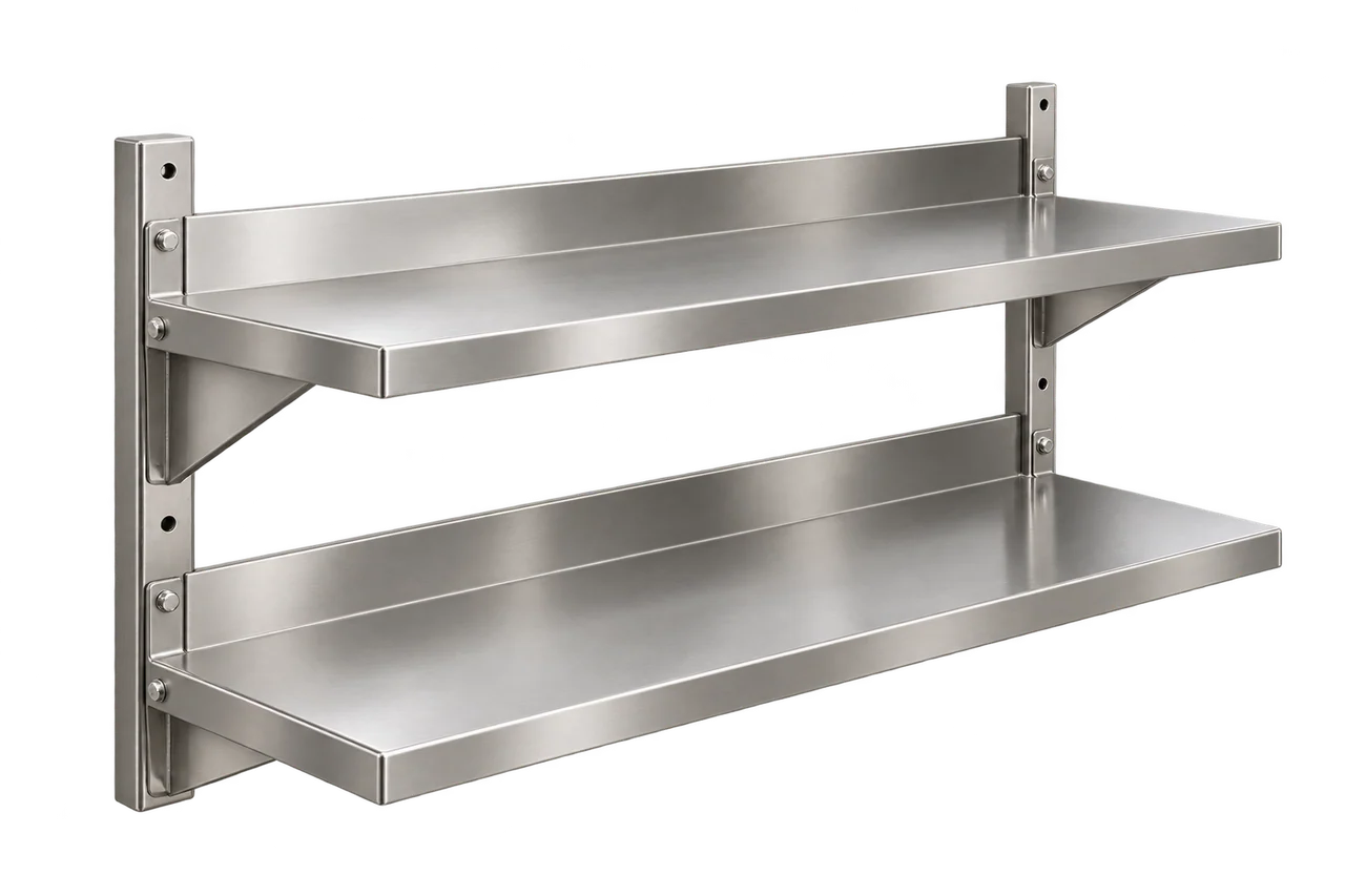 Illustration of Two Tier Wall Shelf with the equipment isolated on a transparent background