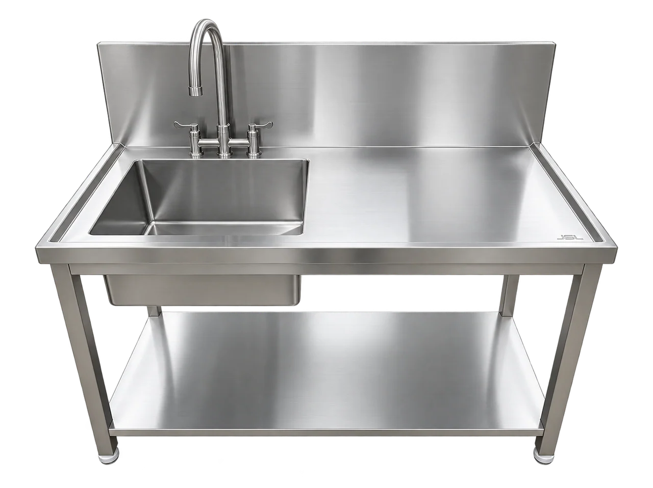 Work Table with Sink with the equipment isolated on a transparent background