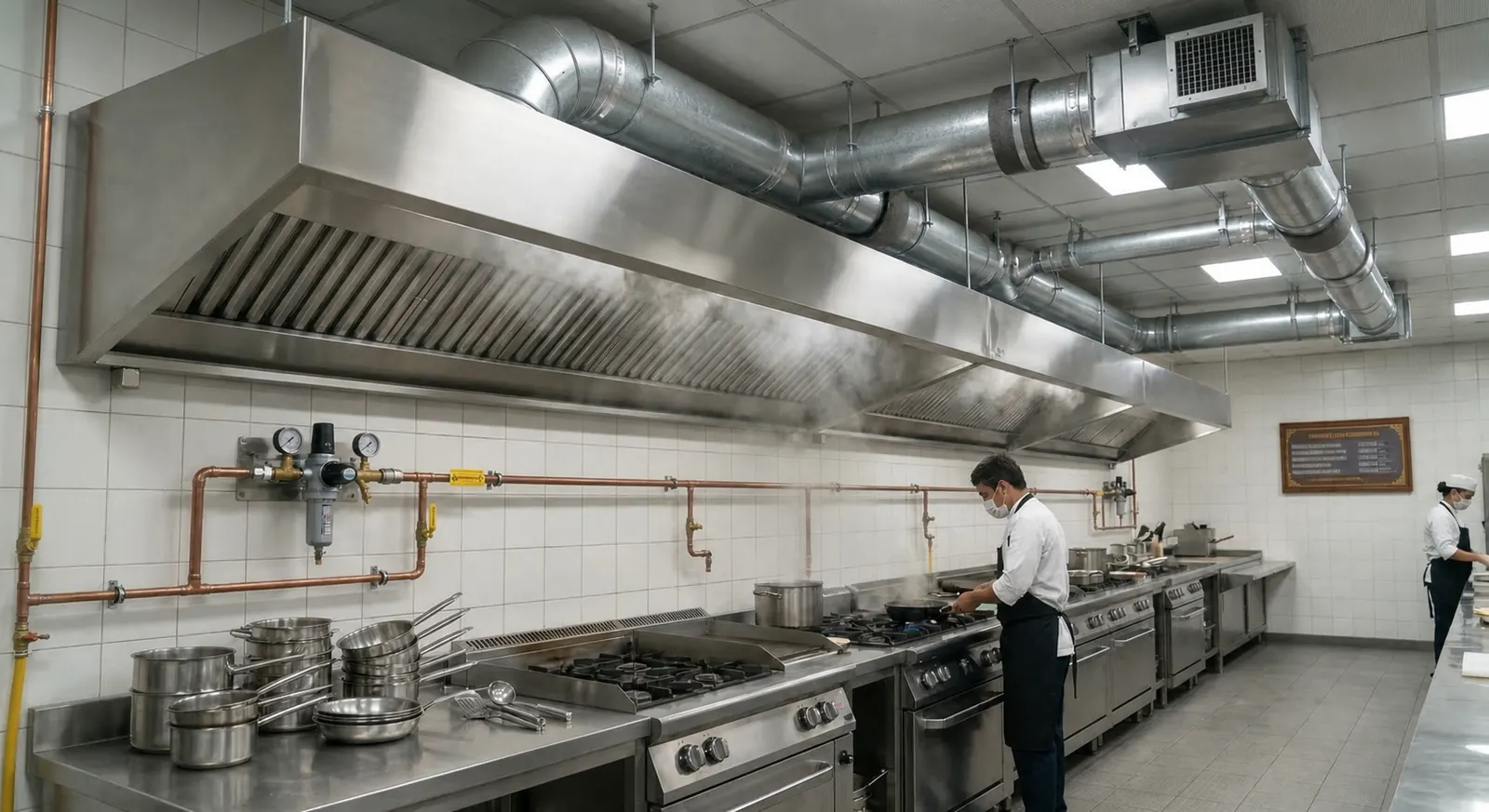 Commercial kitchen exhaust hood, ducting and gas line installation in Bangalore